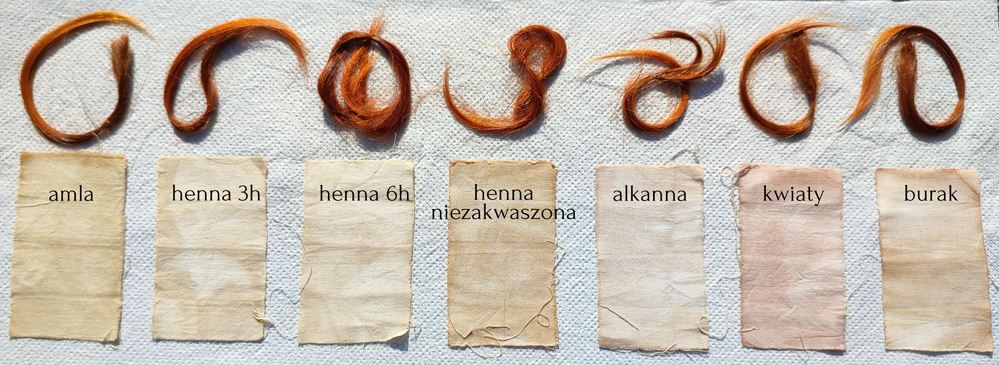 Próbnik henna na włosach w słońcu